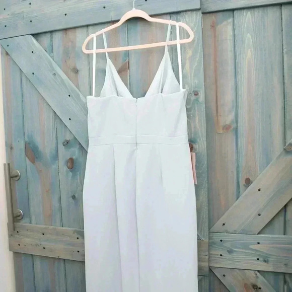 BHLDN Lyra V-Neck Faux-Wrap Crepe Midi Dress Blue Size 16 Anthropologie NWT - Picture 12 of 13